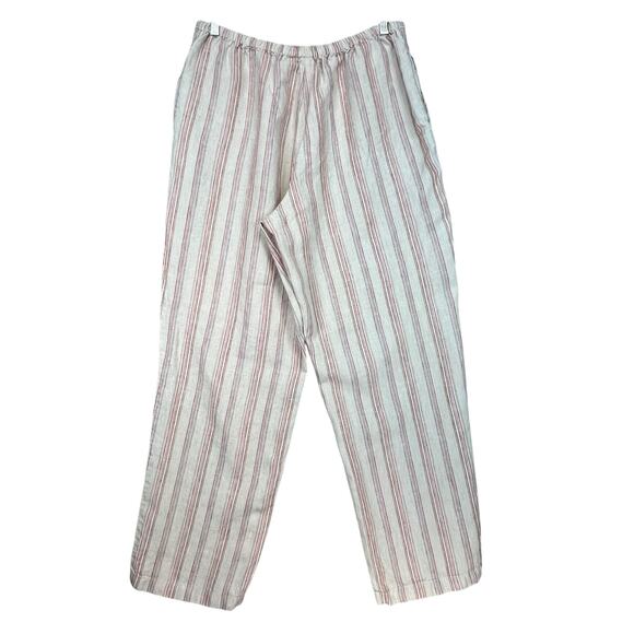 L.L. Bean Women’s Tan Stripped 100% Linen Pants XL Tall - Picture 2 of 6